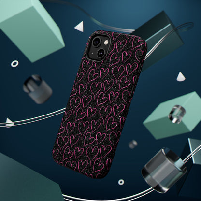 Sparkling Pink Hearts MagSafe iPhone Case - BOGO Cases