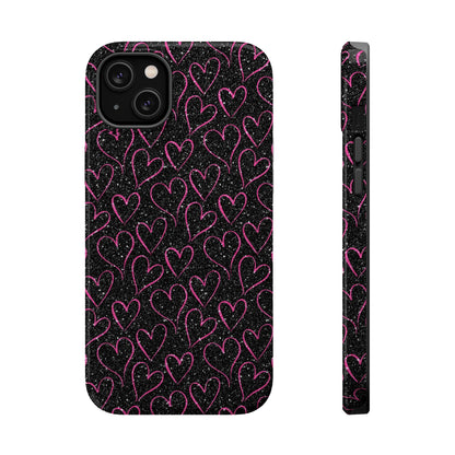 Sparkling Pink Hearts MagSafe iPhone Case - BOGO Cases