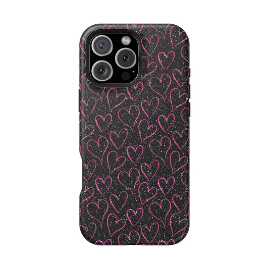 Sparkling Pink Hearts MagSafe iPhone Case - BOGO Cases