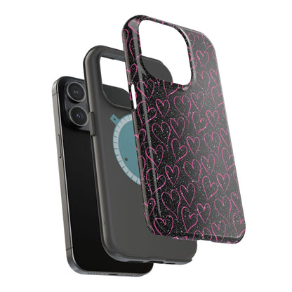 Sparkling Pink Hearts MagSafe iPhone Case - BOGO Cases