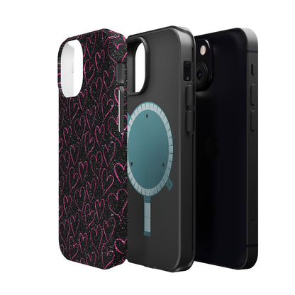 Sparkling Pink Hearts MagSafe iPhone Case - BOGO Cases