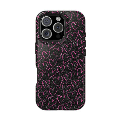 Sparkling Pink Hearts MagSafe iPhone Case - BOGO Cases