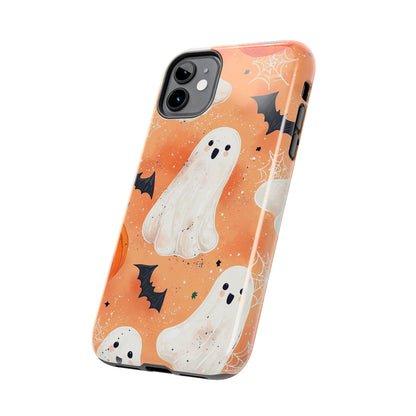 Spooky Cute Ghost iPhone Case – Halloween Ghosts, Pumpkins, Bats & Cobwebs Design - BOGO Cases