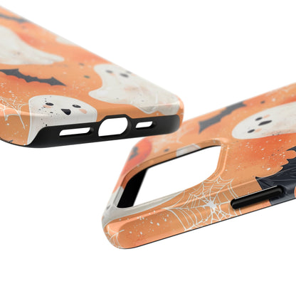 Spooky Cute Ghost iPhone Case – Halloween Ghosts, Pumpkins, Bats & Cobwebs Design - BOGO Cases