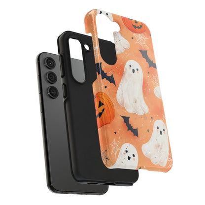 Spooky Cute Ghost Samsung Galaxy Case – Halloween Ghosts, Pumpkins, Bats & Cobwebs Design - BOGO Cases