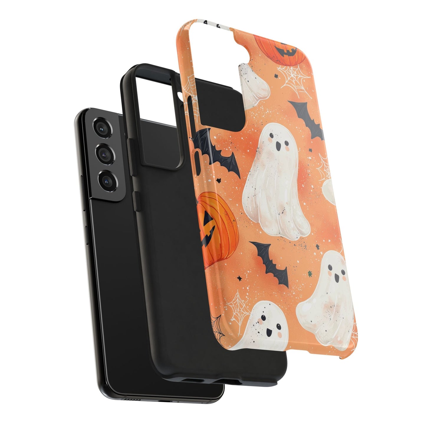 Spooky Cute Ghost Samsung Galaxy Case – Halloween Ghosts, Pumpkins, Bats & Cobwebs Design - BOGO Cases