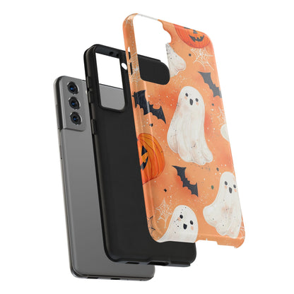 Spooky Cute Ghost Samsung Galaxy Case – Halloween Ghosts, Pumpkins, Bats & Cobwebs Design - BOGO Cases