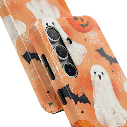 Spooky Cute Ghost Samsung Galaxy Case – Halloween Ghosts, Pumpkins, Bats & Cobwebs Design - BOGO Cases