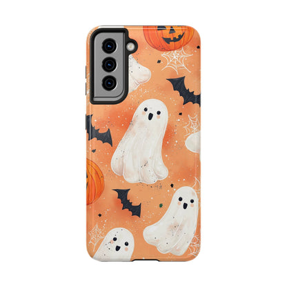 Spooky Cute Ghost Samsung Galaxy Case – Halloween Ghosts, Pumpkins, Bats & Cobwebs Design - BOGO Cases