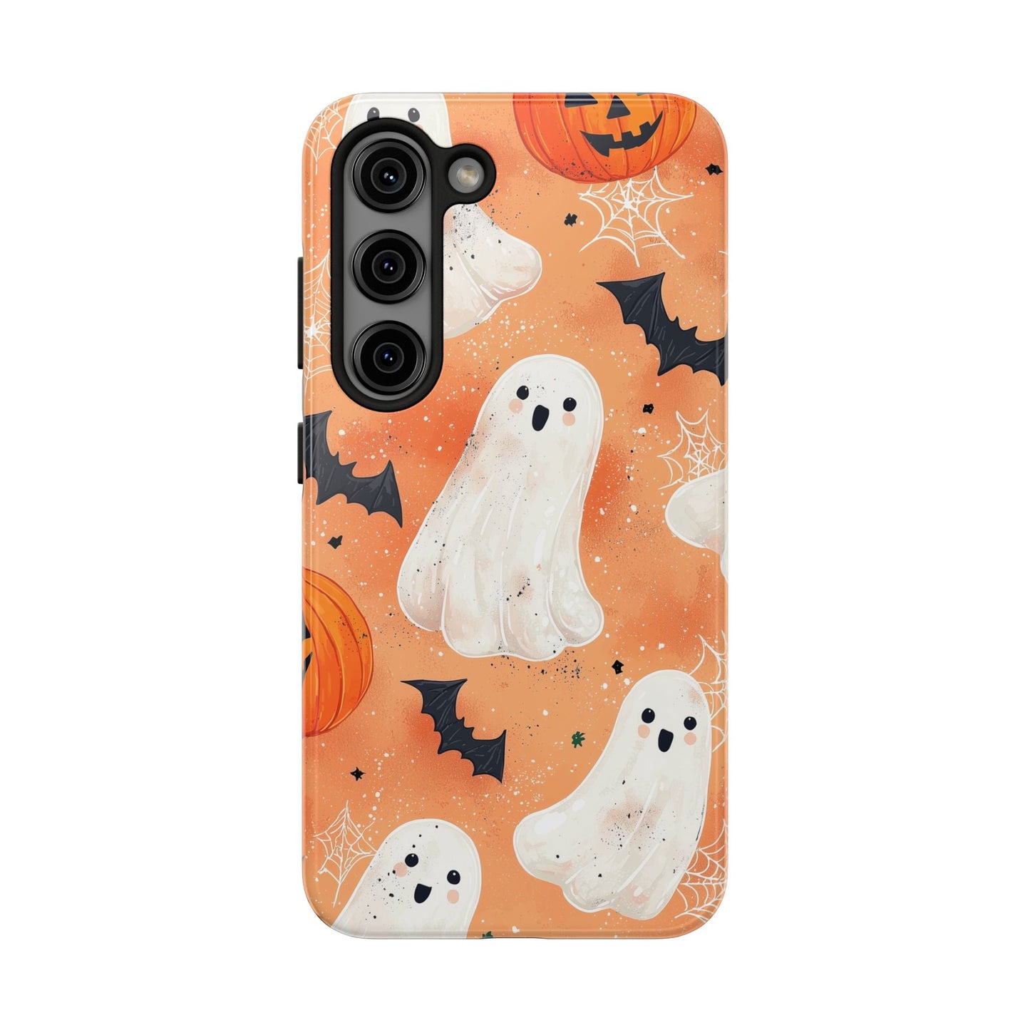 Spooky Cute Ghost Samsung Galaxy Case – Halloween Ghosts, Pumpkins, Bats & Cobwebs Design - BOGO Cases