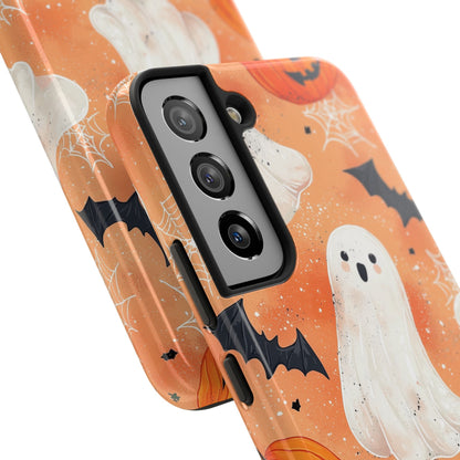 Spooky Cute Ghost Samsung Galaxy Case – Halloween Ghosts, Pumpkins, Bats & Cobwebs Design - BOGO Cases