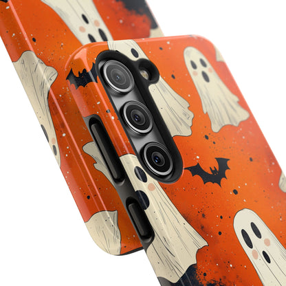 Spooky Ghosts & Bats Samsung Galaxy Case – Vibrant Orange Halloween Design - BOGO Cases