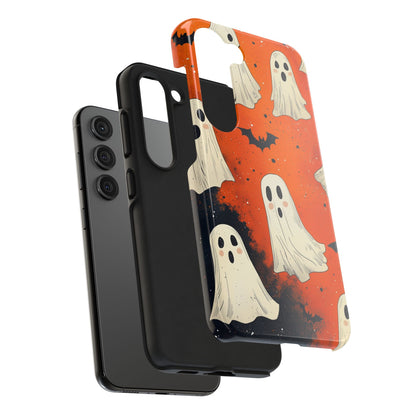 Spooky Ghosts & Bats Samsung Galaxy Case – Vibrant Orange Halloween Design - BOGO Cases