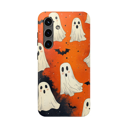 Spooky Ghosts & Bats Samsung Galaxy Case – Vibrant Orange Halloween Design - BOGO Cases