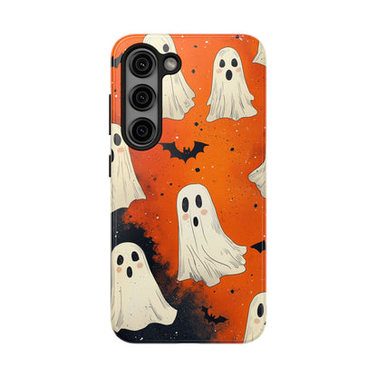 Spooky Ghosts & Bats Samsung Galaxy Case – Vibrant Orange Halloween Design - BOGO Cases