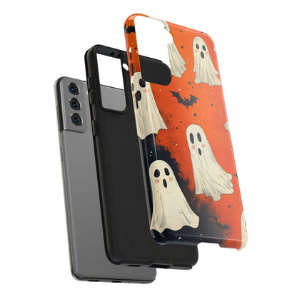 Spooky Ghosts & Bats Samsung Galaxy Case – Vibrant Orange Halloween Design - BOGO Cases