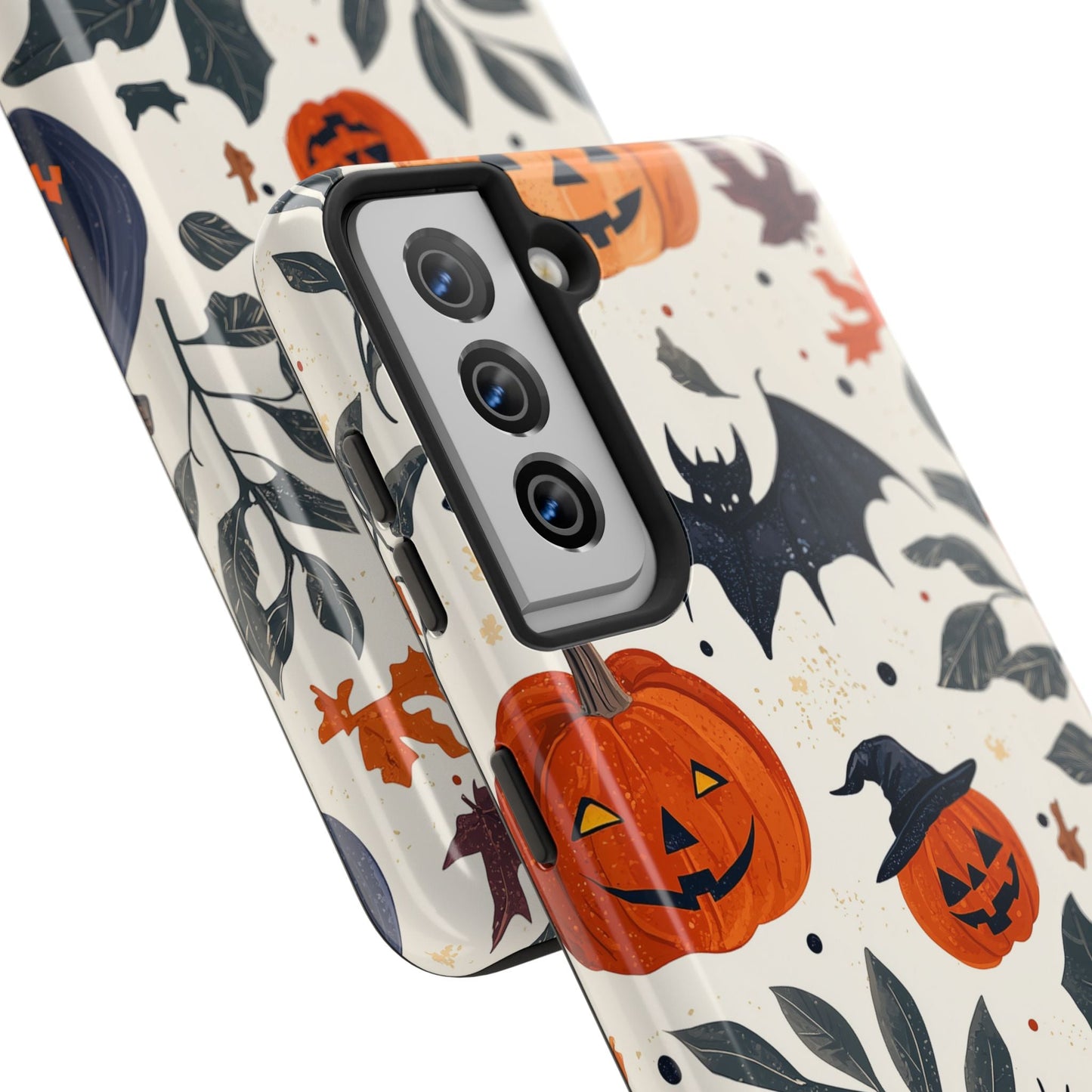 Spooky Halloween Samsung Galaxy Case – Pumpkins, Bats, and Spider Design - BOGO Cases