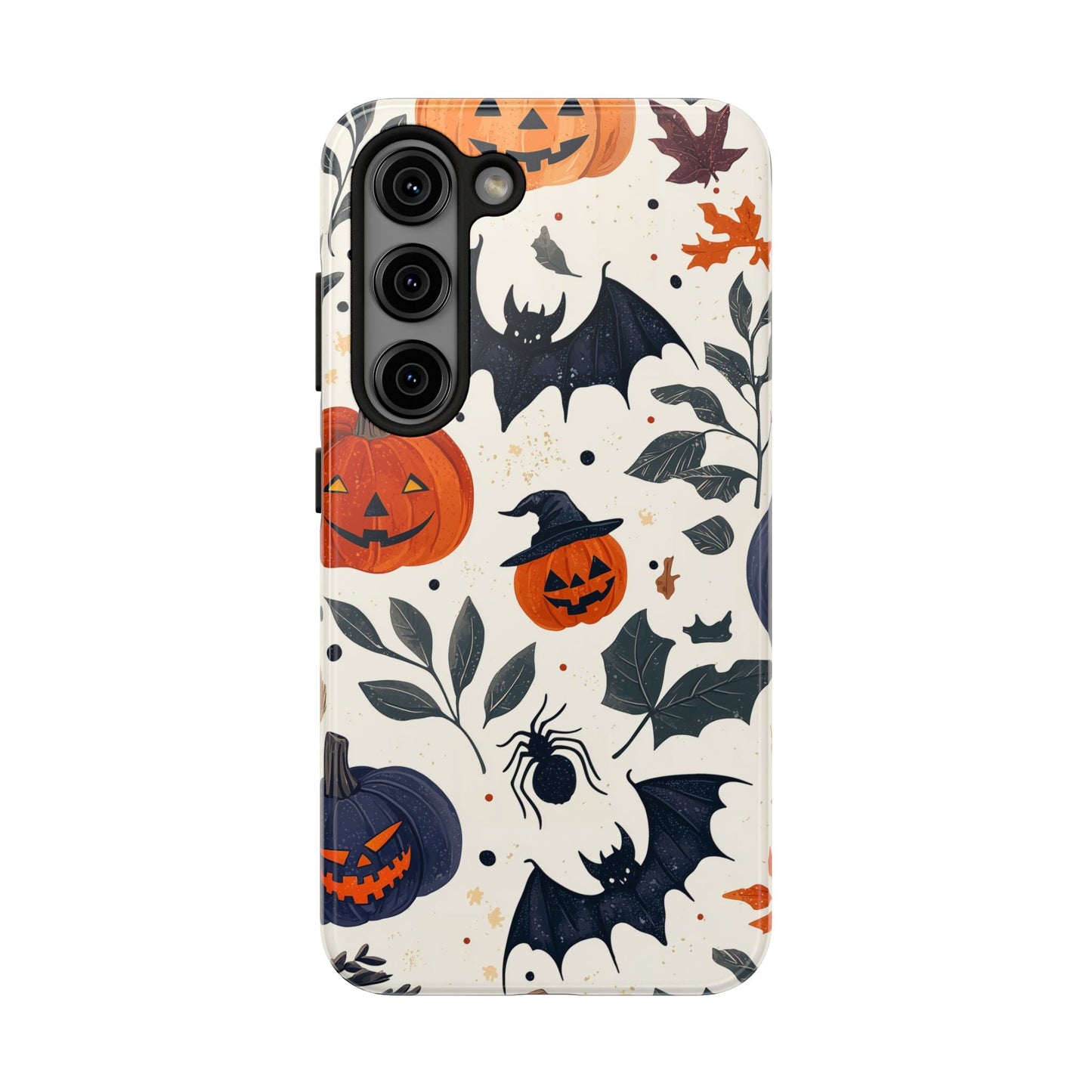 Spooky Halloween Samsung Galaxy Case – Pumpkins, Bats, and Spider Design - BOGO Cases