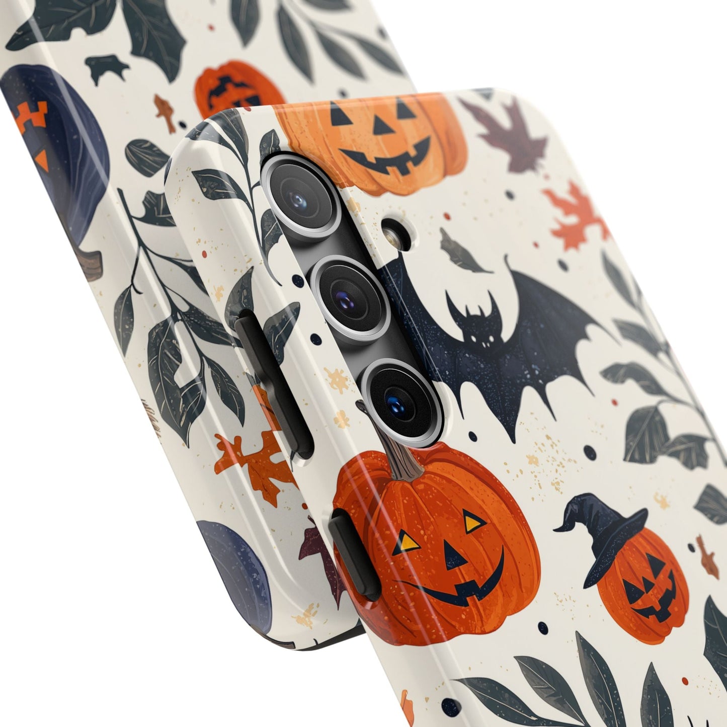 Spooky Halloween Samsung Galaxy Case – Pumpkins, Bats, and Spider Design - BOGO Cases