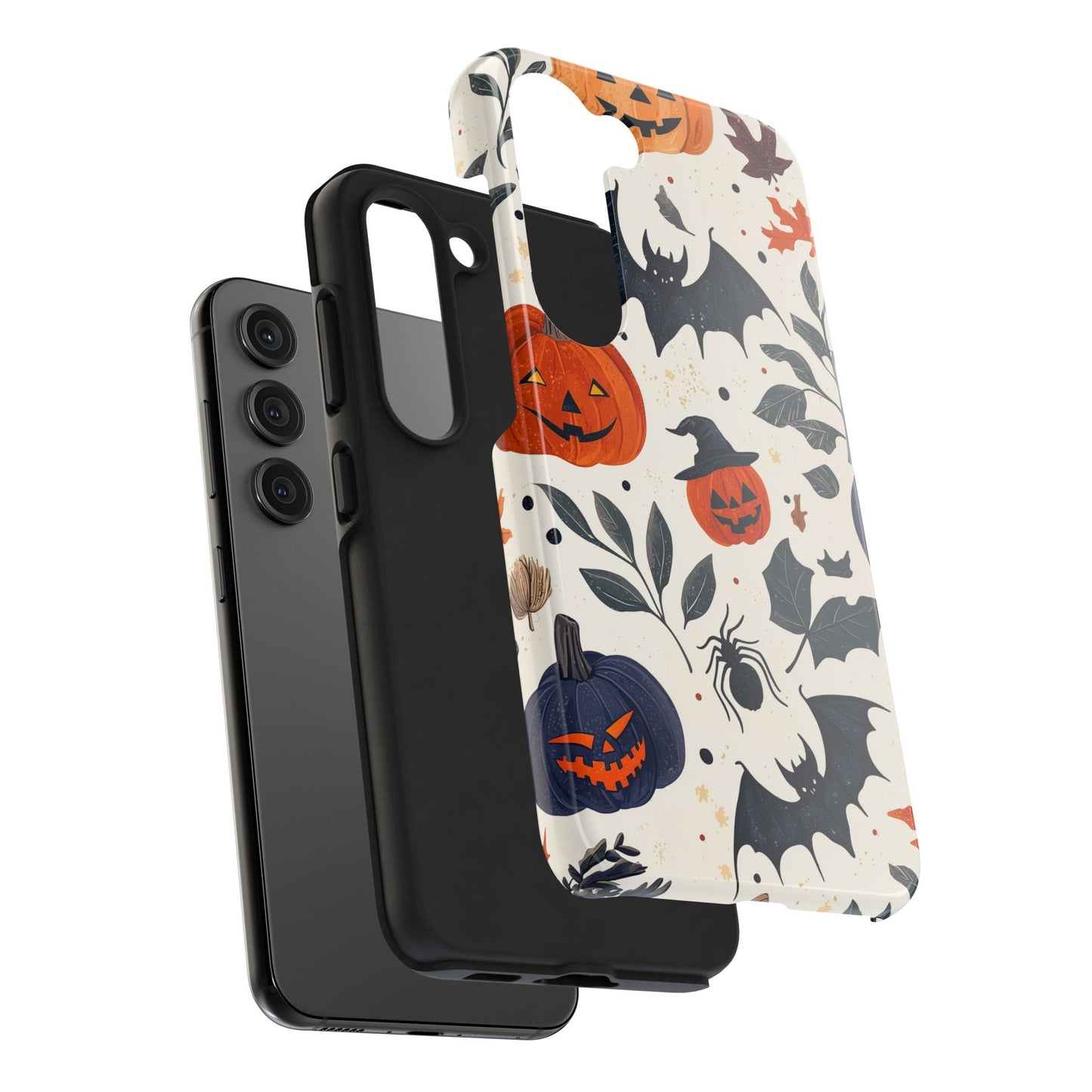 Spooky Halloween Samsung Galaxy Case – Pumpkins, Bats, and Spider Design - BOGO Cases