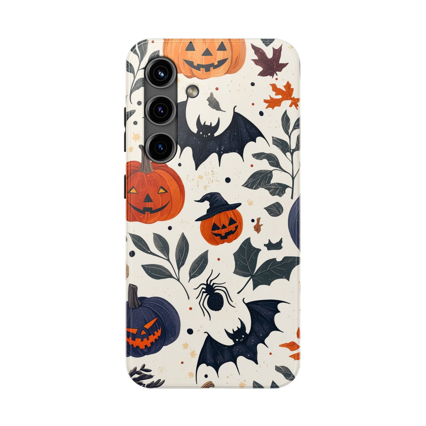 Spooky Halloween Samsung Galaxy Case – Pumpkins, Bats, and Spider Design - BOGO Cases