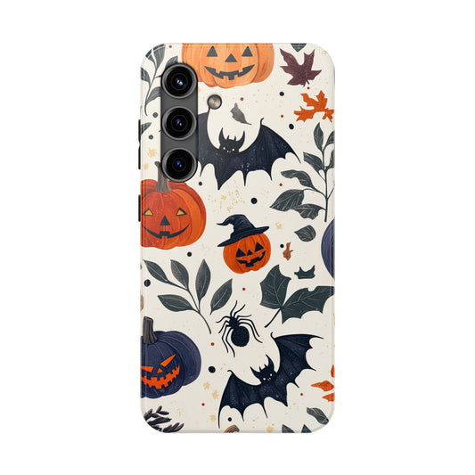 Spooky Halloween Samsung Galaxy Case – Pumpkins, Bats, and Spider Design - BOGO Cases