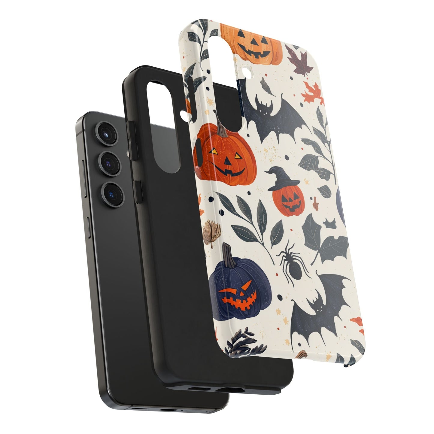 Spooky Halloween Samsung Galaxy Case – Pumpkins, Bats, and Spider Design - BOGO Cases