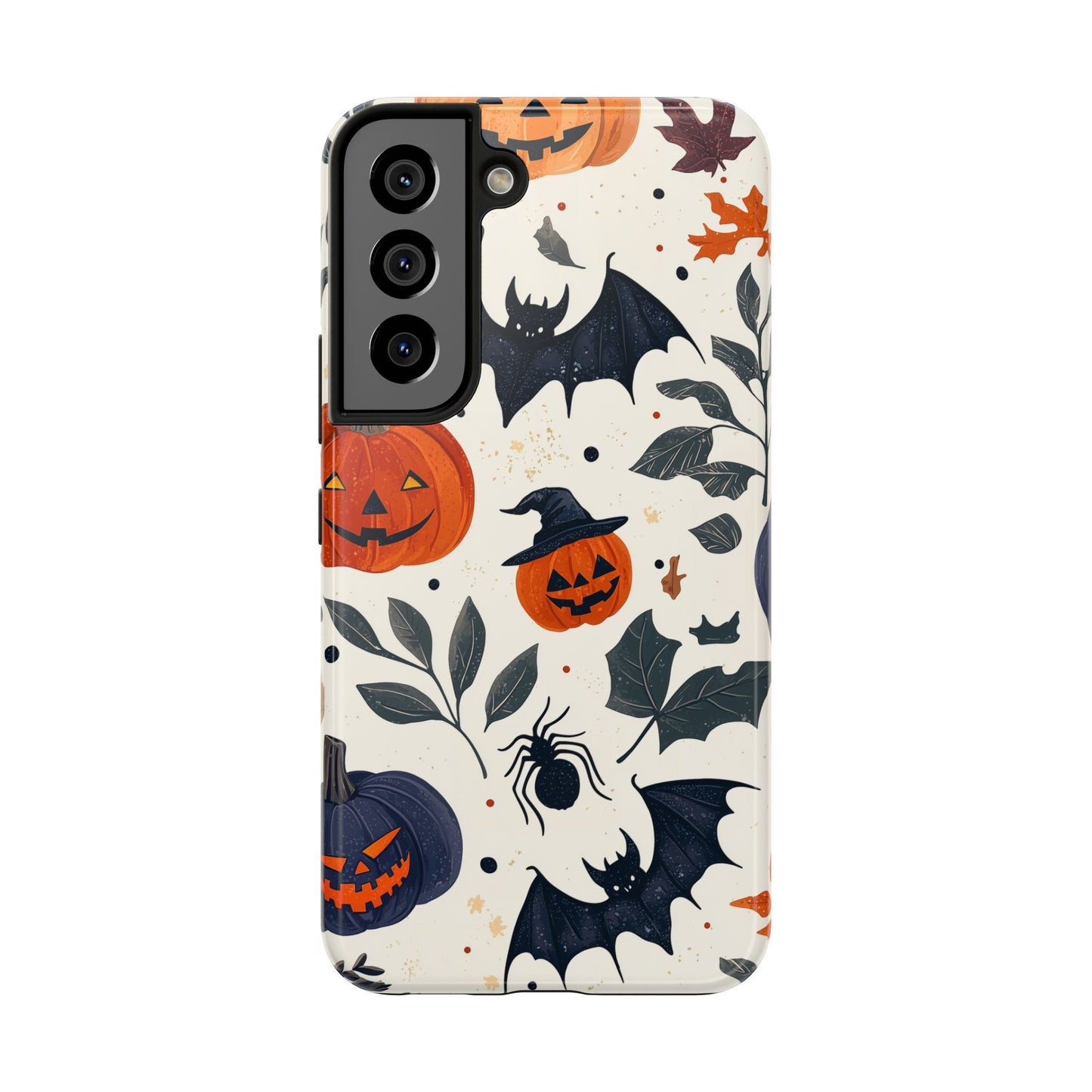 Spooky Halloween Samsung Galaxy Case – Pumpkins, Bats, and Spider Design - BOGO Cases