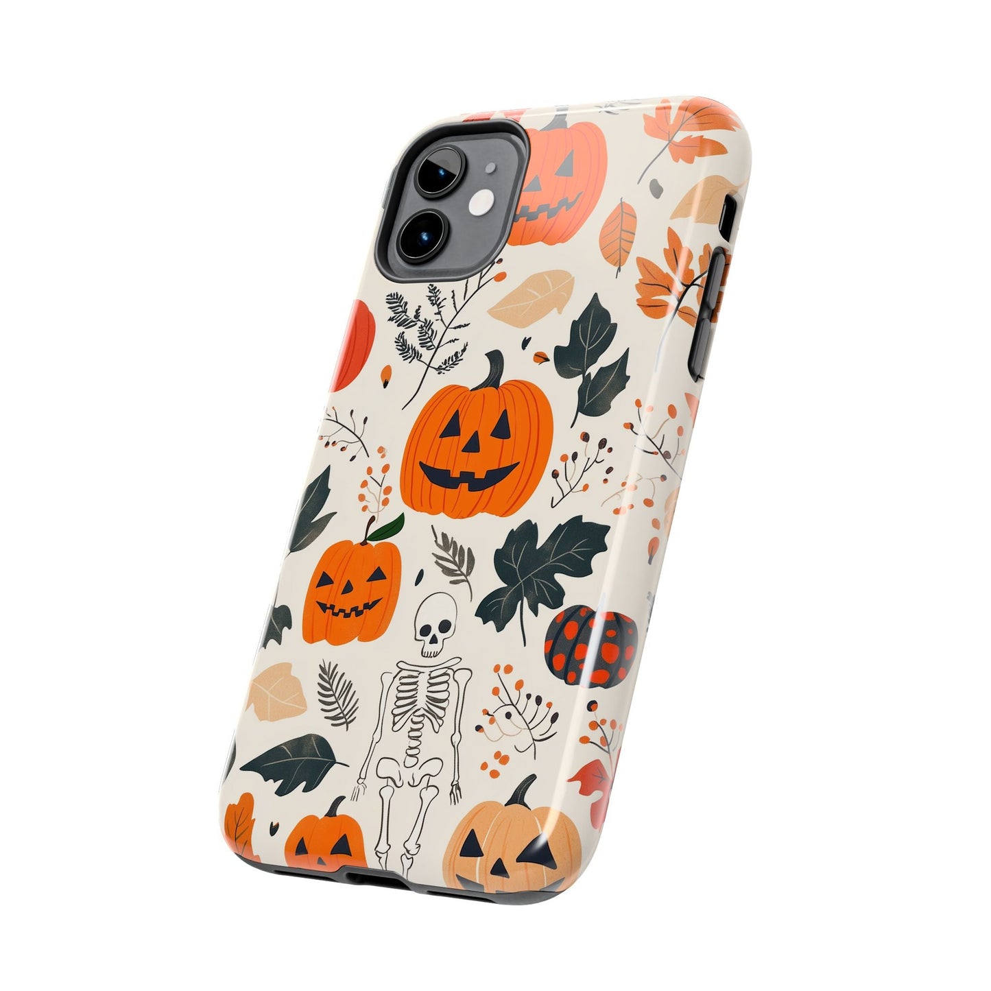 Spooky Pumpkin & Skeleton iPhone Case – Halloween Jack - O' - Lantern Design - BOGO Cases