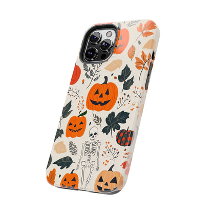 Spooky Pumpkin & Skeleton iPhone Case – Halloween Jack - O' - Lantern Design - BOGO Cases