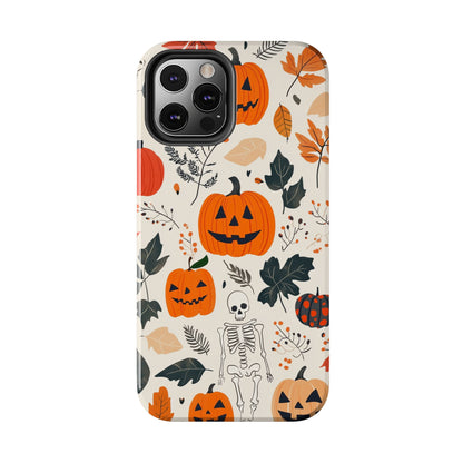 Spooky Pumpkin & Skeleton iPhone Case – Halloween Jack - O' - Lantern Design - BOGO Cases