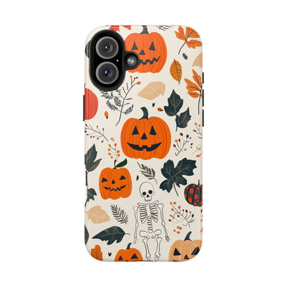 Spooky Pumpkin & Skeleton iPhone Case – Halloween Jack - O' - Lantern Design - BOGO Cases