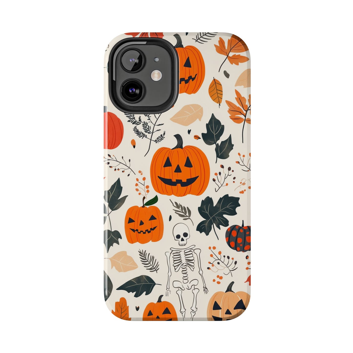 Spooky Pumpkin & Skeleton iPhone Case – Halloween Jack - O' - Lantern Design - BOGO Cases