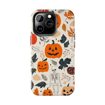 Spooky Pumpkin & Skeleton iPhone Case – Halloween Jack - O' - Lantern Design - BOGO Cases