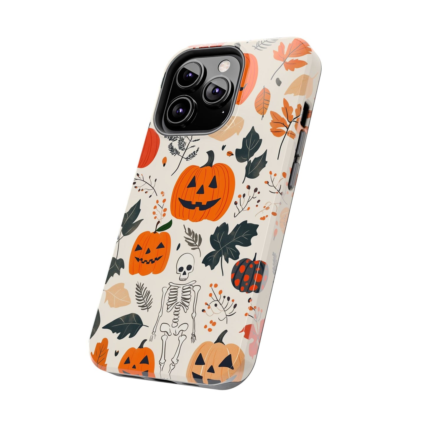 Spooky Pumpkin & Skeleton iPhone Case – Halloween Jack - O' - Lantern Design - BOGO Cases