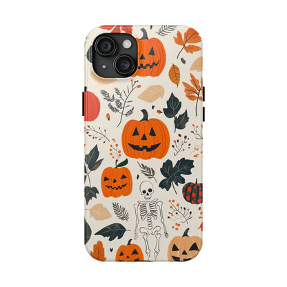 Spooky Pumpkin & Skeleton iPhone Case – Halloween Jack - O' - Lantern Design - BOGO Cases