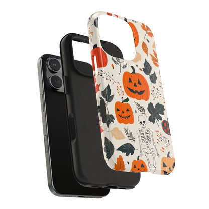 Spooky Pumpkin & Skeleton iPhone Case – Halloween Jack - O' - Lantern Design - BOGO Cases