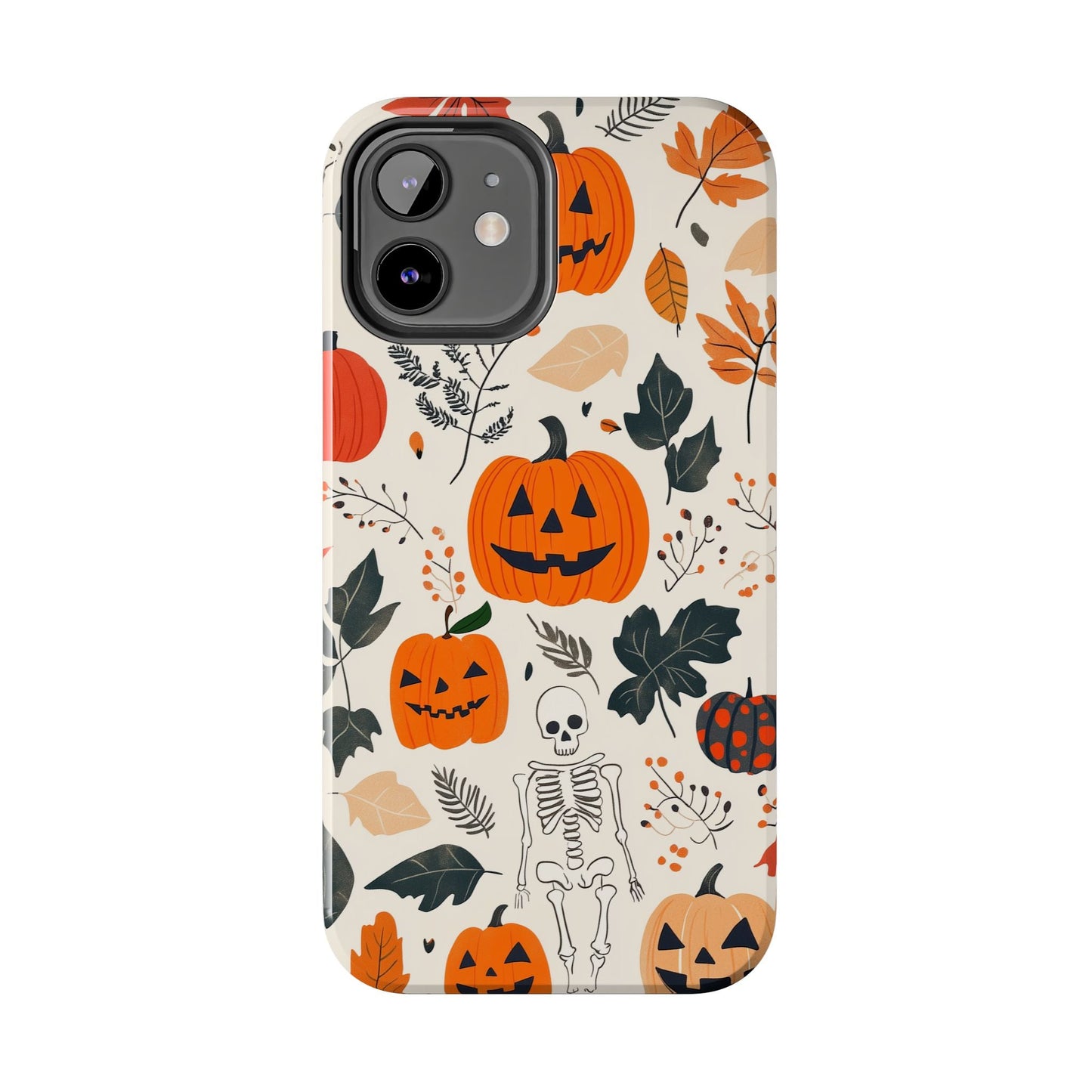 Spooky Pumpkin & Skeleton iPhone Case – Halloween Jack - O' - Lantern Design - BOGO Cases