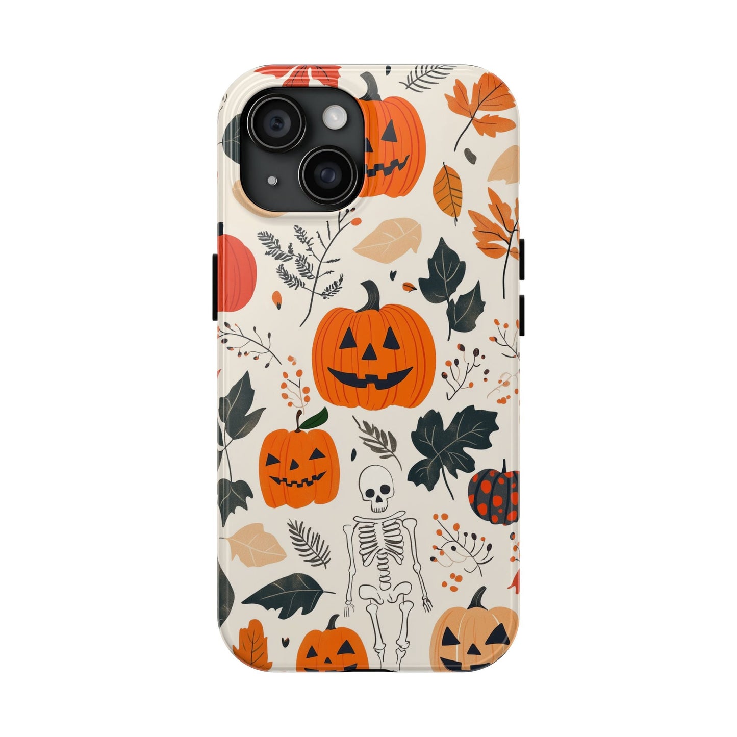 Spooky Pumpkin & Skeleton iPhone Case – Halloween Jack - O' - Lantern Design - BOGO Cases