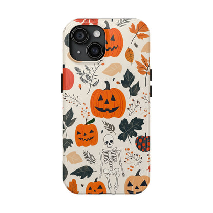 Spooky Pumpkin & Skeleton iPhone Case – Halloween Jack - O' - Lantern Design - BOGO Cases