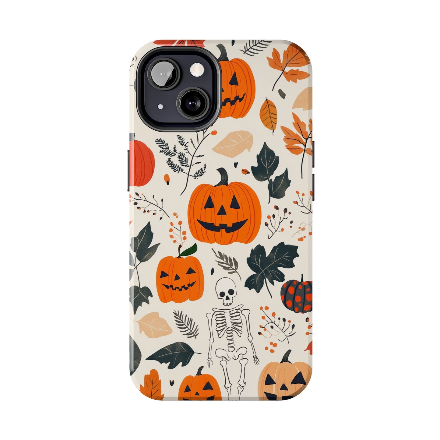 Spooky Pumpkin & Skeleton iPhone Case – Halloween Jack - O' - Lantern Design - BOGO Cases