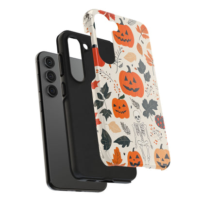 Spooky Pumpkin & Skeleton Samsung Galaxy Case – Halloween Jack - O' - Lantern Design - BOGO Cases