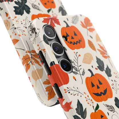 Spooky Pumpkin & Skeleton Samsung Galaxy Case – Halloween Jack - O' - Lantern Design - BOGO Cases