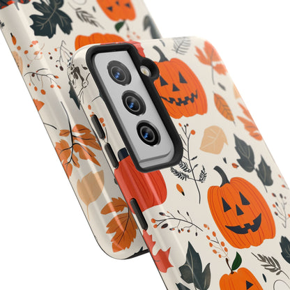 Spooky Pumpkin & Skeleton Samsung Galaxy Case – Halloween Jack - O' - Lantern Design - BOGO Cases