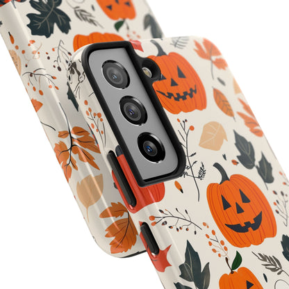 Spooky Pumpkin & Skeleton Samsung Galaxy Case – Halloween Jack - O' - Lantern Design - BOGO Cases