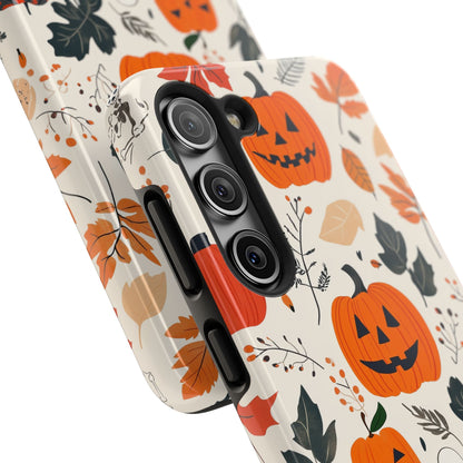 Spooky Pumpkin & Skeleton Samsung Galaxy Case – Halloween Jack - O' - Lantern Design - BOGO Cases