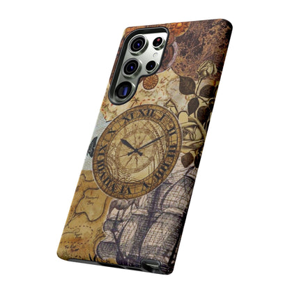 Steampunk Vintage Adventure Samsung Galaxy Case – Dual - Layer Protection with Antique Map and Clock Design - BOGO Cases