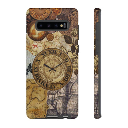 Steampunk Vintage Adventure Samsung Galaxy Case – Dual - Layer Protection with Antique Map and Clock Design - BOGO Cases