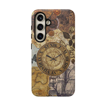 Steampunk Vintage Adventure Samsung Galaxy Case – Dual - Layer Protection with Antique Map and Clock Design - BOGO Cases