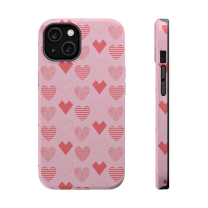 Striped Hearts MagSafe iPhone Case - BOGO Cases